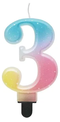 Image de Bougie chiffre 3 pastel