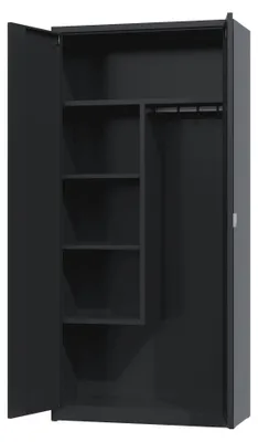 Produktbild von Povag Putzschrank, Besenschrank, Metallschrank abschließbar 195x92x42 cm Schwarz