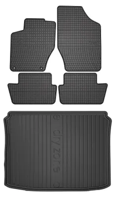 Productafbeelding van Rubberen automatten + kofferbakmat voor Peugeot 307 2001-2008 (hatchback) – 5-delig, zwart, op maat – Wielganizator SolidPRO