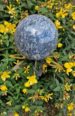 Produktbild von Blütenzauber Paris Rosenkugel 15 cm Edelstahl anthrazit Gartenstecker Deko mit Stab 80 cm