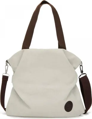 Produktbild von Damen Canvas Handtasche, Schultertasche, Lässige Multifunktionale Umhängetasche, Groß für Arbeit/Schule/Shopper, Casual, Alltagsgebrauch (Grau)