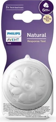 Produktbild von Philips AVENT Natural Response SCY966/02 Sauger 6, dickflüssige Nahrung, 2er-Pack, Kieferorthopädisch, Anti-Kolik-Ventil, 2 Stück(e)