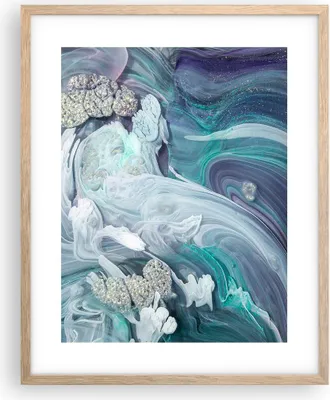 Produktbild von Gerahmtes Poster - Rahmen in heller Eiche - Abstraktion dreidimensional blau - 40x50 cm - Wand Bild - Wanddeko - Wandbilder - Kunstposter - Wandposter - Bilderrahmen - Bilder - P2NPA40x50-4726
