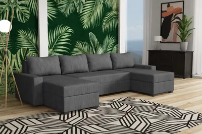 Produktbild von Wohnlandschaft Schlafsofa Sofa AGNETA Stoff Lincoln Dunkelgrau
