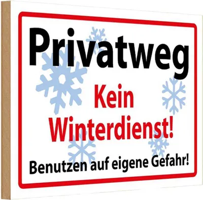 Immagine prodotto di vianmo Insegna in legno 12x18 cm Privatweg kein Winterdienst