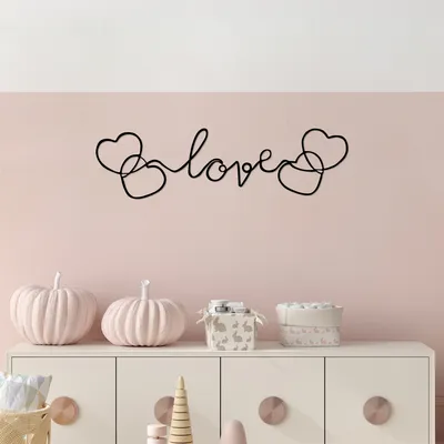 Produktbild von Wallity, Love- SKL2523, Schwarz, Sonstige WohnNachbildungationen, 70 x 19 cm, 100% Metall (Dicke: 1