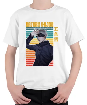 Produktbild von SATORU GOJOU Jujutsu Kaisen Augenbinde Anime Geschenk Retro Kinder T-Shirt, Weiß, 128
