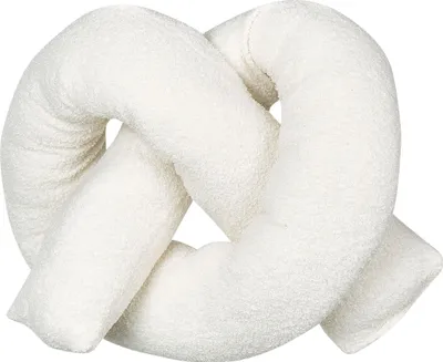 Produktbild von BELIANI Dekokissen Weiß Webpelz mit Füllung 172x14 cm Teddy-Optik Bretzelform Knotenkissen Modern Wohnzimmer Schlafzimmer Ausstattung Sofakissen