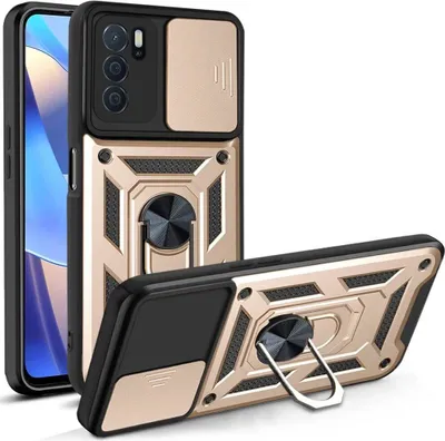 Produktbild von OPPO A16 Hülle mit 360° Drehbarer Magnetische Ring Ständer Halter Dia Kameraschutz TPU Bumper Silikon Schutzhülle für OPPO A16 Gold