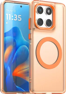 Image de Etui magnétique pour Motorola Edge 60 Fusion, étui antichoc fin, mat et translucide, orange