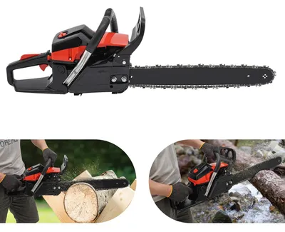 Zdjęcie produktu dla Piła spalinowa – silnik dwusuwowy o pojemności 58 cm³ – moc 2,2 kW – prowadnica o długości 45,7 cm – rozruch ręczny CDI – mieszanka paliwowa 25:1 – kolor czerwony