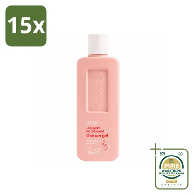 Imagen del producto de 15 unidades de gel de ducha Seepje, aroma de melocotón blanco y cedro, 300 ml, pack ahorro
