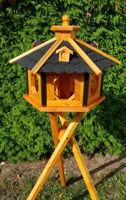 Image de XL Maison d'oiseaux avec support noir Type 11 en bois 57x38 cm NOUVEAU