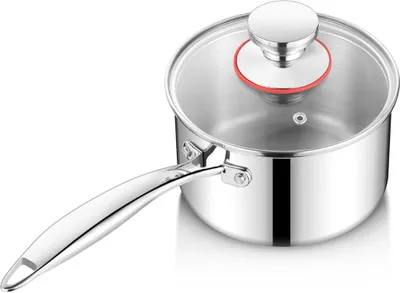 Produktbild von Joyfair Stielkasserolle 14cm Premium Edelstahl Milchtopf Induktion 1,2 Liter Langer Griff