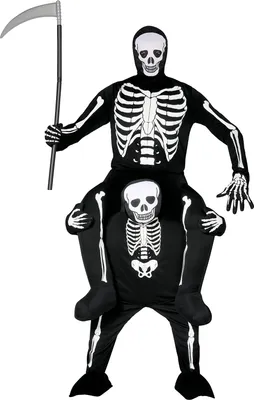 Produktbild von Skelett Huckepack Kostüm Halloween Gruselig Let Me Go Horror Verkleidung Dunkles Spektakel Fasching Karneval Maskerade Party Festival Gruselspaß Unheimlich, Größe: 52 - 54 (L) Farbe: Weiß