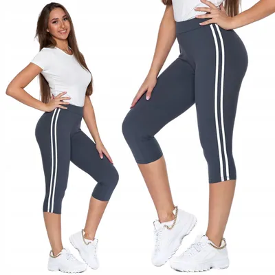 Zdjęcie produktu dla Legginsy damskie 3/4 paski Wysoki stan Nieprzezroczyste Miękkie Sportowe MORAJ L/XL