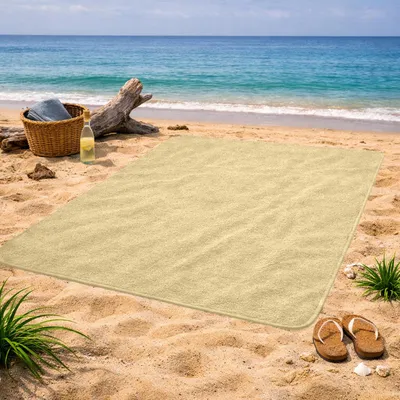 Produktbild von KiGATEX Frottee-Decke 150x200 cm – 100 % Baumwolle, Sommerdecke & Tagesdecke – , waschbar, weich & atmungsaktiv – Farbe: Sahara