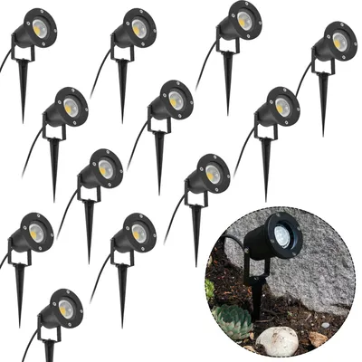 Image de LARS360 12x3W Lampe de jardin LED Projecteur de jardin GU10 avec piquet de terre IP65 étanche Blanc chaud Projecteur de jardin Lampe de jardin