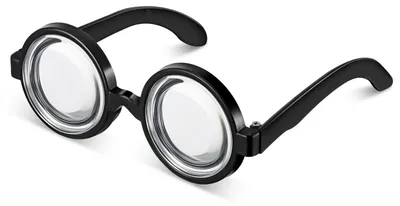 Nerdbrille mit klaren Gläsern, rund, schwarz, für Erwachsene