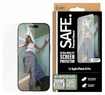 Produktbild von PanzerGlass SAFE. by ® Displayschutz iPhone 16 Pro | Ultra-Wide Fit, Apple, Apple - iPhone 16 Pro, Trockene Anwendung, Kratzresistent, Schockresistent, Transparent, 1 Stück(e)