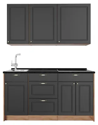 Obrázek produktu pro Jednotková kuchyně Vicco Fame-Line Anthrazit-Gold Landhaus/Zlatý mocný dub 150 cm, PD Antracit, Model 64775