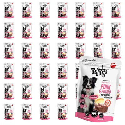 Produktbild von TufTuf | Hundefutter Schweinefleisch mit Kartoffeln - Nassfutter Set 40x300g Beutel - Fleischfutter fur Hund