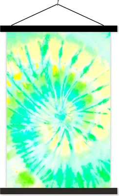 Produktbild von MuchoWow® Textilposter Krawattenfärbung - Sommer - Grün - Gelb 40x60 cm mit schwarzem Rahmen - Wanddekorationen