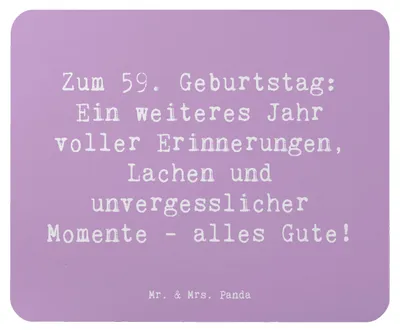 Produktbild von Mr. & Mrs. Panda Mauspad Spruch 59. Geburtstag - Lavendeltraum - Geschenk, mausteppich, Freude, Happy Birthday, Erinnerungen, Geburtstagsüberraschung, laptop, Mousepad