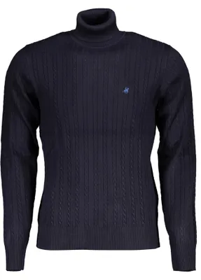 Produktbild von Elegantes Herrenhemd in Blau - Langarm mit Zopfmuster & Stickerei