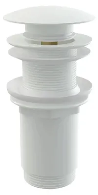 Produktbild von alcadrain Ablaufventil für die Waschbecken CLICK/CLACK 5/4" Ganzmetal ohne Überlauf, großer Stopfen Weiß, für die Waschbecken aus Kunststoff und Glas