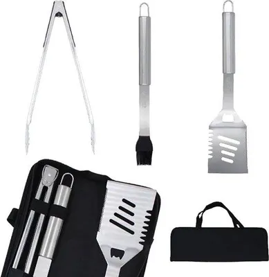 Produktbild von Famanu Grillzubehör Edelstahl - BBQ-Werkzeugset mit Tragetasche