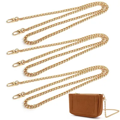 Taschenketten, 3 Stück, Gold, 120 cm, Metall, 360°-Drehverschlüsse
