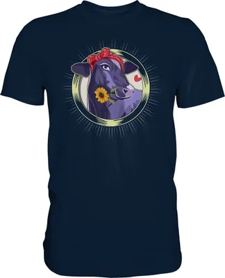 Produktbild von Kuh Sonnenblume T-Shirt Lustiges Bauernhof Garten Geschenk Gärtner – Navy / XL