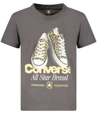 Produktbild von Graues Mädchen T-Shirt mit Rundhals und Print - Kurzarm