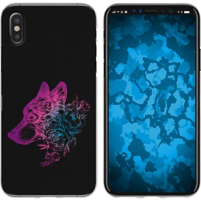 Produktbild von PhoneNatic Case kompatibel mit Apple iPhone X / XS Silikon-Hülle Floral Wolf M3-6