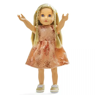 Image de Heless Robe scintillante rose/or T.28-35cm, pour poupées et animaux en peluche, à partir de 3 ans