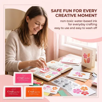 Imagen del producto de Juego de almohadillas para sellos, 3 colores, 7,2 x 5,2 x 2,1 cm, para manualidades infantiles