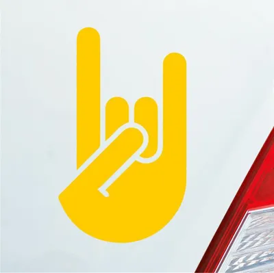 Produktbild von Auto Aufkleber Heavy Metal Gruß Pommesgabel Rock 12x7 cm Gelb Sticker Heckscheibenaufkleber