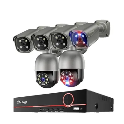 Immagine prodotto di sistema di telecamere di sicurezza da 8MP, visione notturna, rilevamento AI, audio bidirezionale, 8CH 6 telecamereNessuno