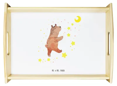 Produktbild von Mr. & Mrs. Panda Frühstückstablett Bär Träume - Weiß - Geschenk, Serviertablett, Teddy, tablett aus holz, Traum, Träumen, Traumdeutung