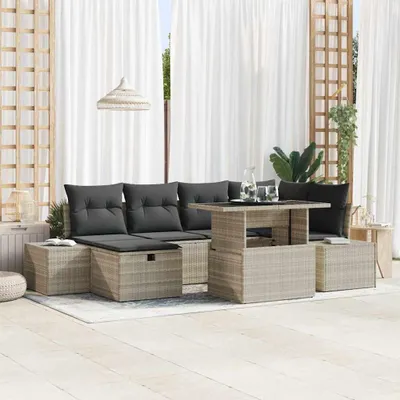 Obrázek produktu pro Maison Exclusive – Sada zahradního nábytku (7 kusů), šedá barva, polyratan