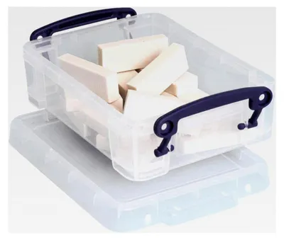 Produktbild von Rechteckige Aufbewahrungsboxen, 0,75 l, transparent, weiß