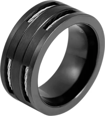 Produktbild von Akzent Herren-Ring aus Edelstahl, schwarz/ silberfarbig