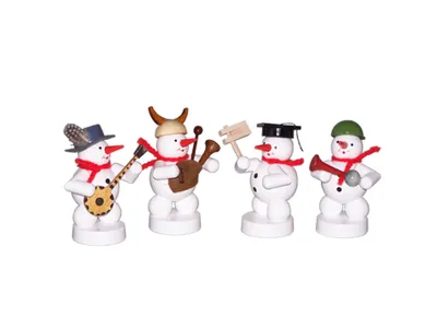 Produktbild von Weihnachtsdekoration Schneemannkapelle mit Instrumenten Höhe 8cm NEU