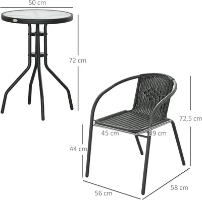 Zdjęcie produktu dla Krzesła ogrodowe - Zestaw mebli ogrodowych - Krzesła do stołu ogrodowego - Zestaw bistro z rattanu - Nowoczesny styl - Składane