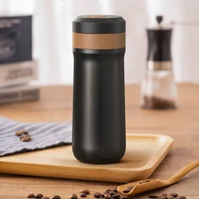 Produktbild von Edelstahl-Isolierbecher mit French-Press-System, tragbarer Reise-Kaffeebecher, Teebecher, auslaufsichere Vakuumflasche (101–500 ml)