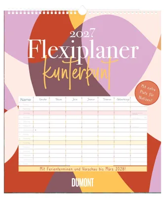 Produktbild von DUMONT Flexiplaner 2027 Familienkalender 34,5 × 40 cm mit Mondphasen und Datumsschieber