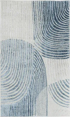 Produktbild von Moderner Kurzflor Teppich Tori mit abstraktem Muster - 67x120cm – Blau