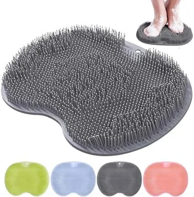Produktbild von Rutschfestes Silikon Massagepad, Fußbürste Wäscher Massagegerät Dusche, Dusch Fußmassagegerät Scrubber, Silikon-Dusch Fußschrubber, Massager Reiniger mit rutschfesten Saugnäpfen(Grau)