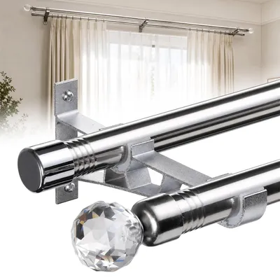 Obrázok produktu pre Nastaviteľná dvojitá záclonová koľajnica, dĺžka 76-230 cm